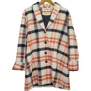 Cartonnier by Anthropologie Orange Plaid Hetty Coat Size XL